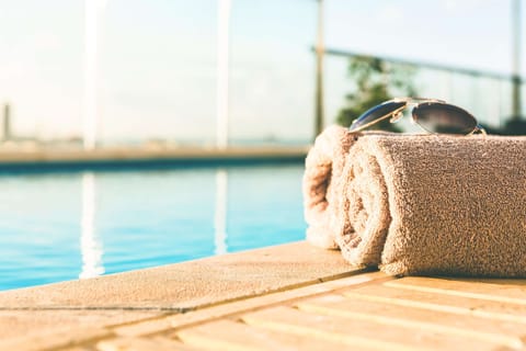 Indoor pool, outdoor pool, sun loungers