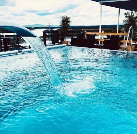 Seasonal outdoor pool, sun loungers