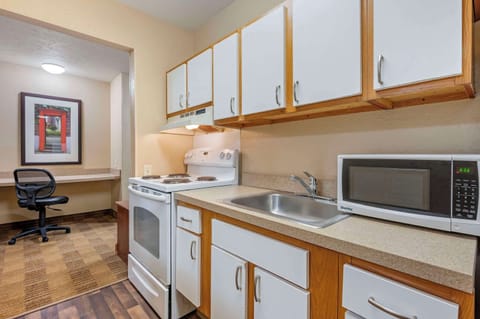 Room, 1 Queen Bed, Accessible, Non Smoking (Efficiency) | Private kitchen | Full-size fridge, microwave, stovetop, cookware/dishes/utensils