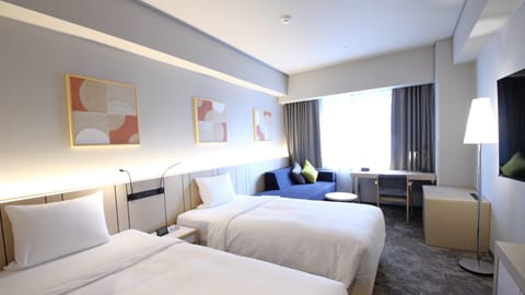 Premium Room, Multiple Beds (Mid Floor) | In-room safe, desk, laptop workspace, blackout drapes