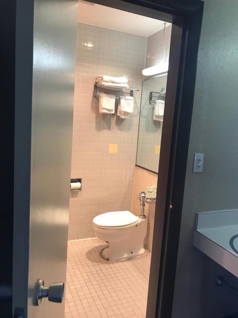 Combined shower/tub, free toiletries, hair dryer, towels