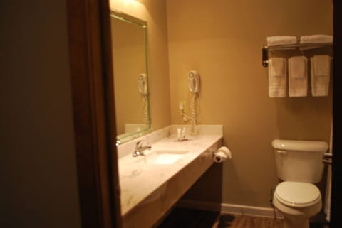 Combined shower/tub, hair dryer, towels