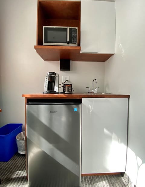 Fridge, microwave, coffee/tea maker