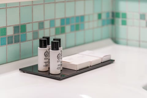 Shower, free toiletries, hair dryer, bidet