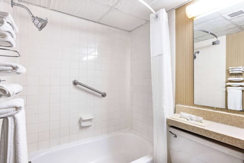 Deluxe Room, 1 King Bed, Non Smoking | Bathroom | Combined shower/tub, eco-friendly toiletries, hair dryer, towels