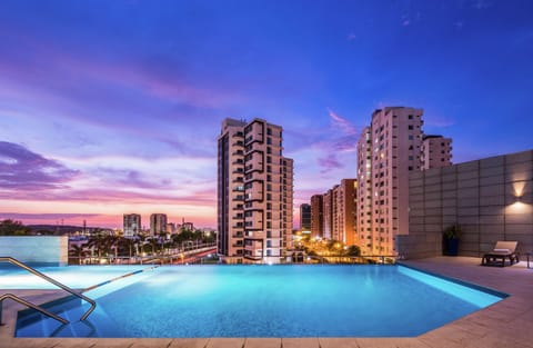 Outdoor pool, sun loungers