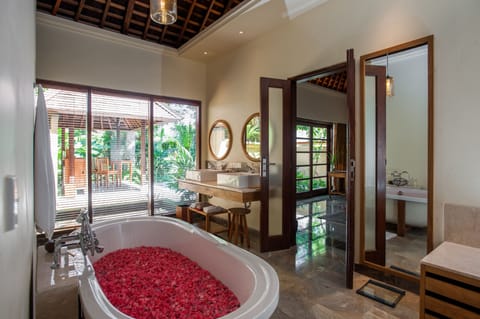 Villa, 1 Bedroom, Private Pool | Bathroom | Separate tub and shower, free toiletries, hair dryer, bathrobes