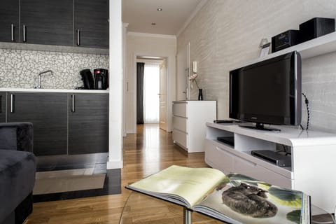 Apartment, 1 Bedroom | Living area | Flat-screen TV, DVD player