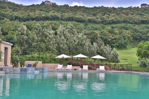 Outdoor pool, sun loungers