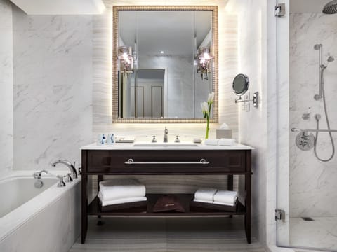 Pottinger Suite | Bathroom | Hair dryer, bathrobes, towels, soap