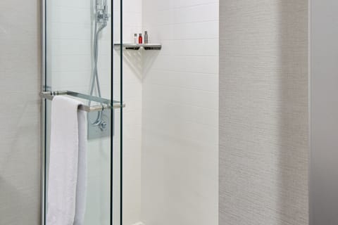 Combined shower/tub, hydromassage showerhead, designer toiletries