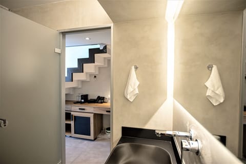 Deluxe Suite | Bathroom | Shower, rainfall showerhead, designer toiletries, hair dryer