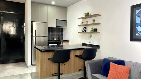 Luxury Apartment | Private kitchen | Mini-fridge, microwave, toaster, coffee grinder