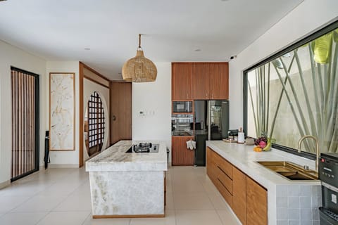 Villa | Private kitchen | Fridge, microwave, oven, stovetop