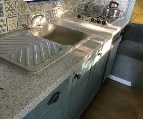 Cabin | Private kitchen | Fridge, microwave, stovetop, electric kettle