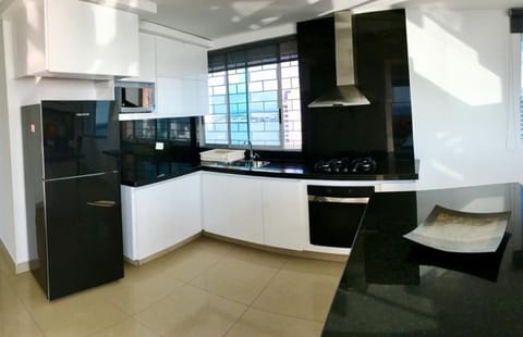 Panoramic Apartment | Private kitchen | Fridge, microwave, dishwasher, blender