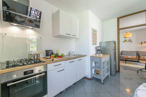 Family Apartment, 1 Bedroom (The Rock View) | Private kitchen | Fridge, microwave, oven, stovetop