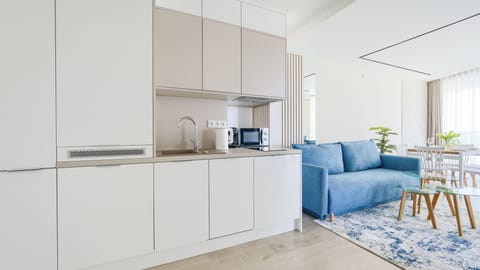 Apartment (D762) | Private kitchenette | Fridge, electric kettle, cookware/dishes/utensils, dining tables