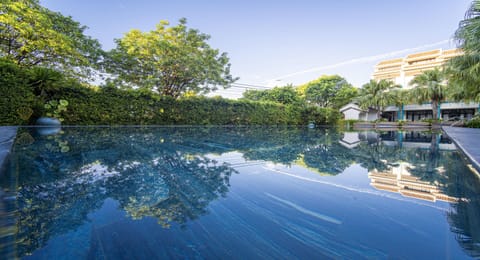 Outdoor pool, sun loungers