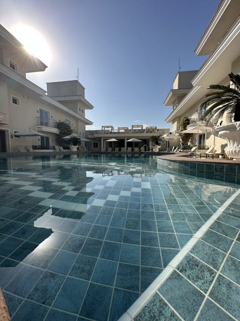 Outdoor pool, sun loungers