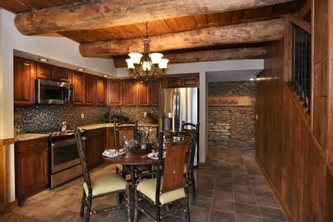 Chalet, 2 Bedrooms (Cedar) | Private kitchen | Full-size fridge, microwave, stovetop, cookware/dishes/utensils