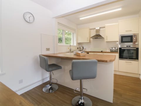 Fridge, electric kettle, toaster, cookware/dishes/utensils