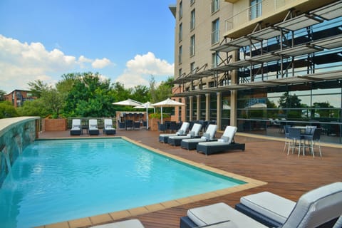 Outdoor pool, sun loungers