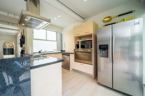 Exclusive Penthouse, 2 Bedrooms, Terrace, Park View | Private kitchen | Full-size fridge, microwave, oven, stovetop