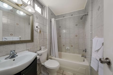 Room, 1 King Bed | Bathroom | Combined shower/tub, free toiletries, hair dryer, towels