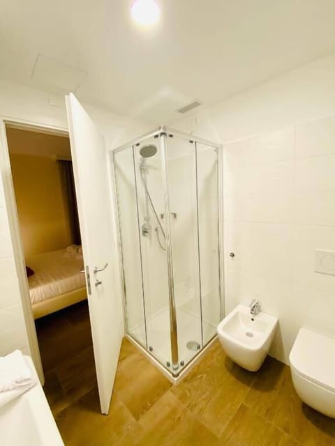 Shower, free toiletries, hair dryer, bidet