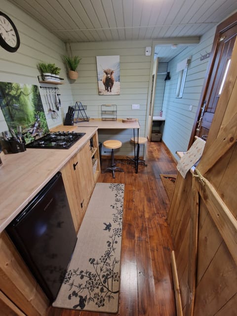 Cabin | Private kitchen | Fridge, stovetop, electric kettle, toaster