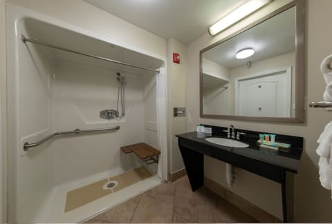 Standard Room, 1 King Bed, Accessible | Bathroom | Free toiletries, hair dryer, towels, soap