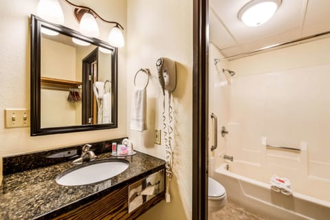 Standard Room, 1 Queen Bed, Non Smoking | Bathroom | Combined shower/tub, hair dryer, towels