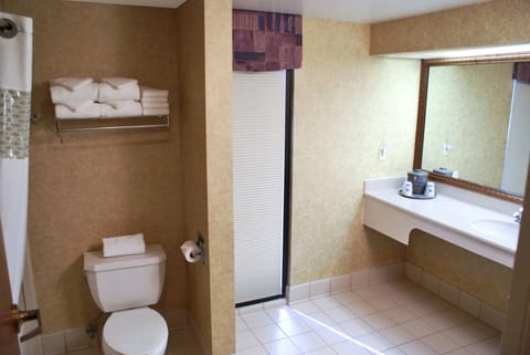 Large, One King Bed, Non-Smoking | Bathroom | Combined shower/tub, free toiletries, hair dryer, towels