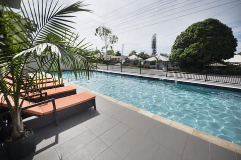 Outdoor pool, sun loungers