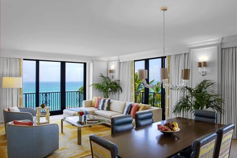 Royal Suite, View, Oceanfront (Royal Poinciana) | Living area | 55-inch flat-screen TV with cable channels, TV, pay movies