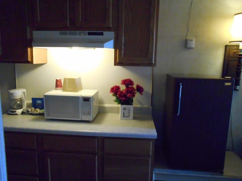 Fridge, microwave, coffee/tea maker