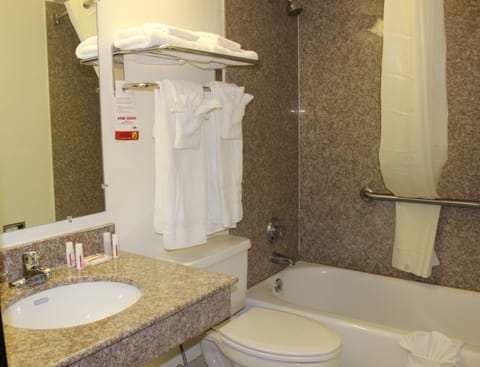 Room, 1 Queen Bed, Accessible, Smoking | Bathroom | Combined shower/tub, hair dryer, towels