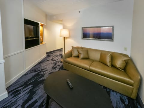 Suite, 1 Bedroom | Desk, blackout drapes, iron/ironing board, free WiFi