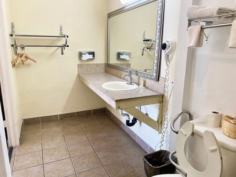 Room, 1 King Bed, Mobility Accessible, Non Smoking (Roll-in Shower) | Bathroom | Hair dryer, towels
