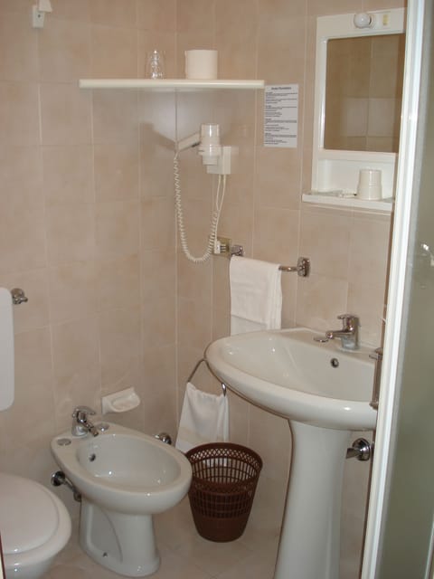 Shower, free toiletries, hair dryer, bidet