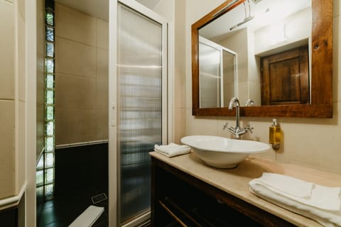 Standard Double Room | Bathroom | Shower, hair dryer, towels, soap