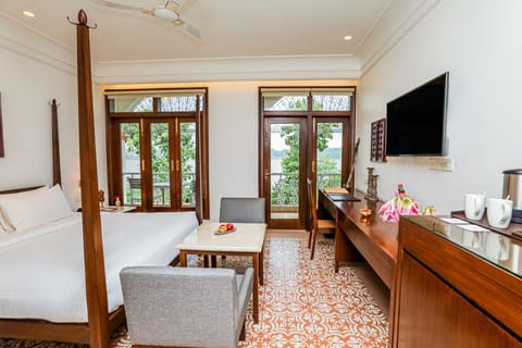 Ganga View Room With Private Balcony ( Clear View Namo Ghat) | In-room safe, desk, laptop workspace, blackout drapes