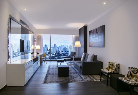 Suite, 2 Bedrooms, City View | In-room safe, desk, laptop workspace, blackout drapes