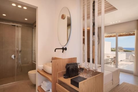 Suite | Bathroom | Shower, hair dryer, bathrobes, slippers