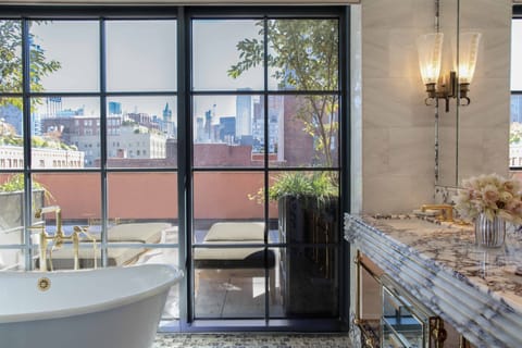 Tribeca Terrace Suite | Bathroom | Designer toiletries, bathrobes, towels, soap