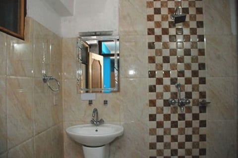 Combined shower/tub, hair dryer, towels