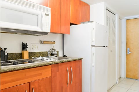 Junior Apartment | Private kitchen | Full-size fridge, microwave, stovetop, coffee/tea maker