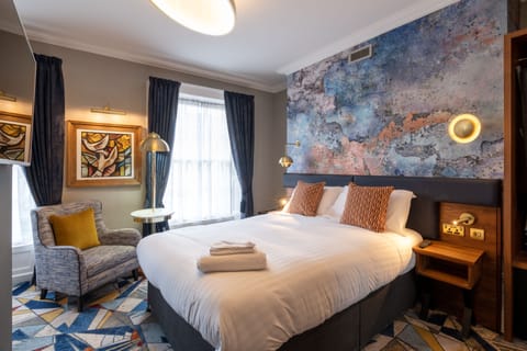 Hypo-allergenic bedding, desk, laptop workspace, iron/ironing board