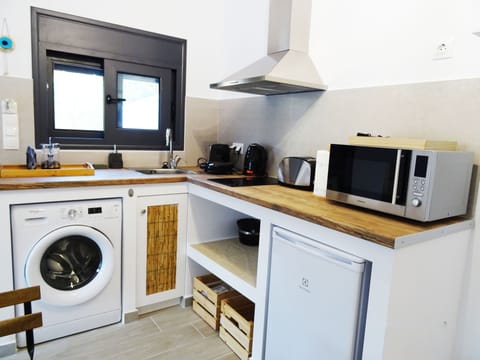 Family Studio | Private kitchen | Fridge, microwave, stovetop, espresso maker